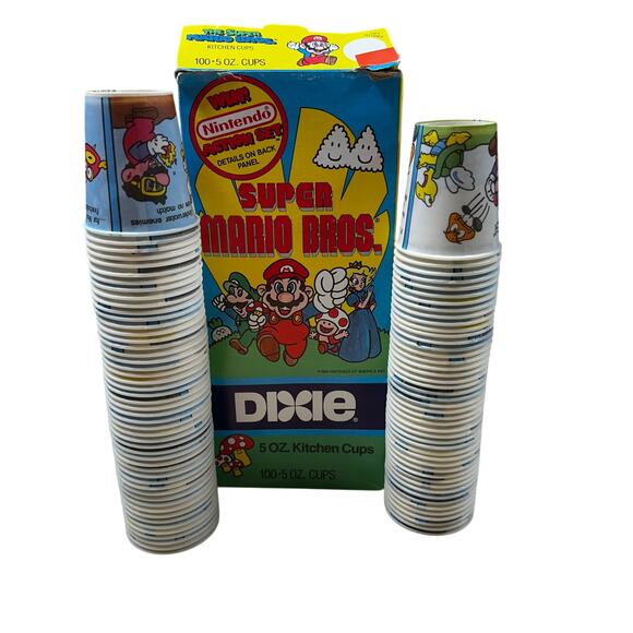 NES Super Mario Bros. Dixie Cups 5 oz Kitchen Cups Open Box 96 of 100 Cups